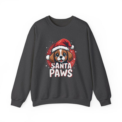 Christmas Dog Sweatshirt — "Santa Paws" Cute Puppy Holiday Crewneck