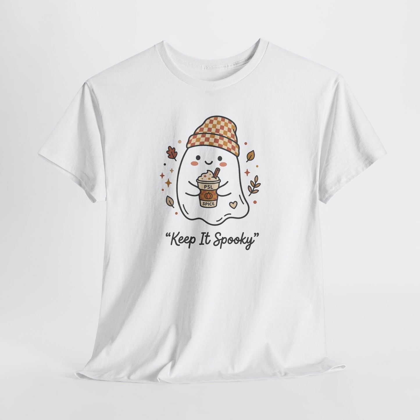 Keep It Spooky Ghost Tee — Cute Fall Halloween Shirt with Pumpkin Latte
