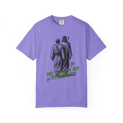 Christian T-Shirt — "His Love Is My Strength" Graphic Tee