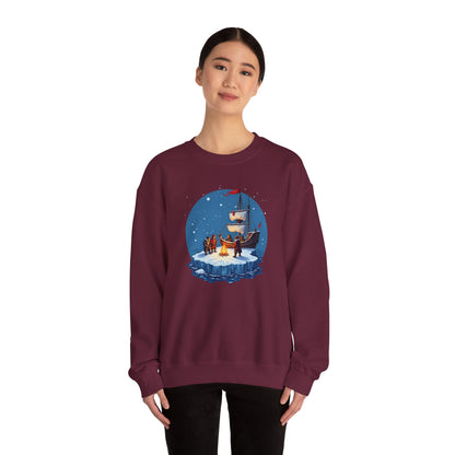 Viking Longship Bonfire, Christmas sweatshirt, Crewneck Sweatshirt