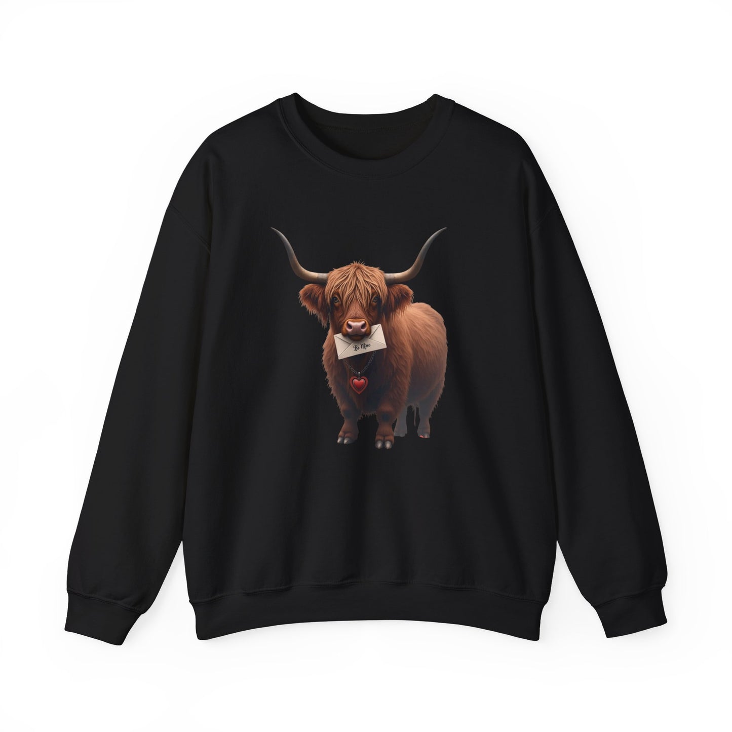Highland Cow with Valentine, Unisex Heavy Blend™ Crewneck Sweatshirt