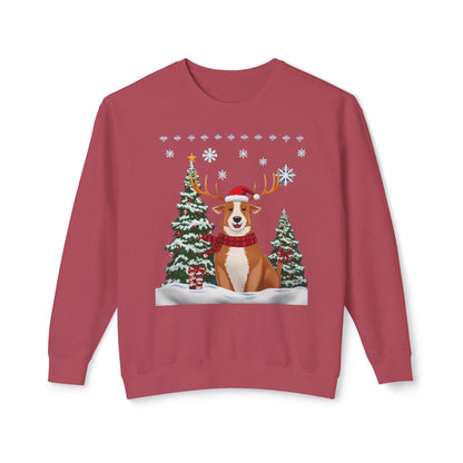 Christmas Corgi Sweatshirt - Festive Dog Reindeer Holiday Crewneck
