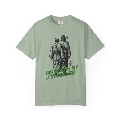 Christian T-Shirt — "His Love Is My Strength" Graphic Tee