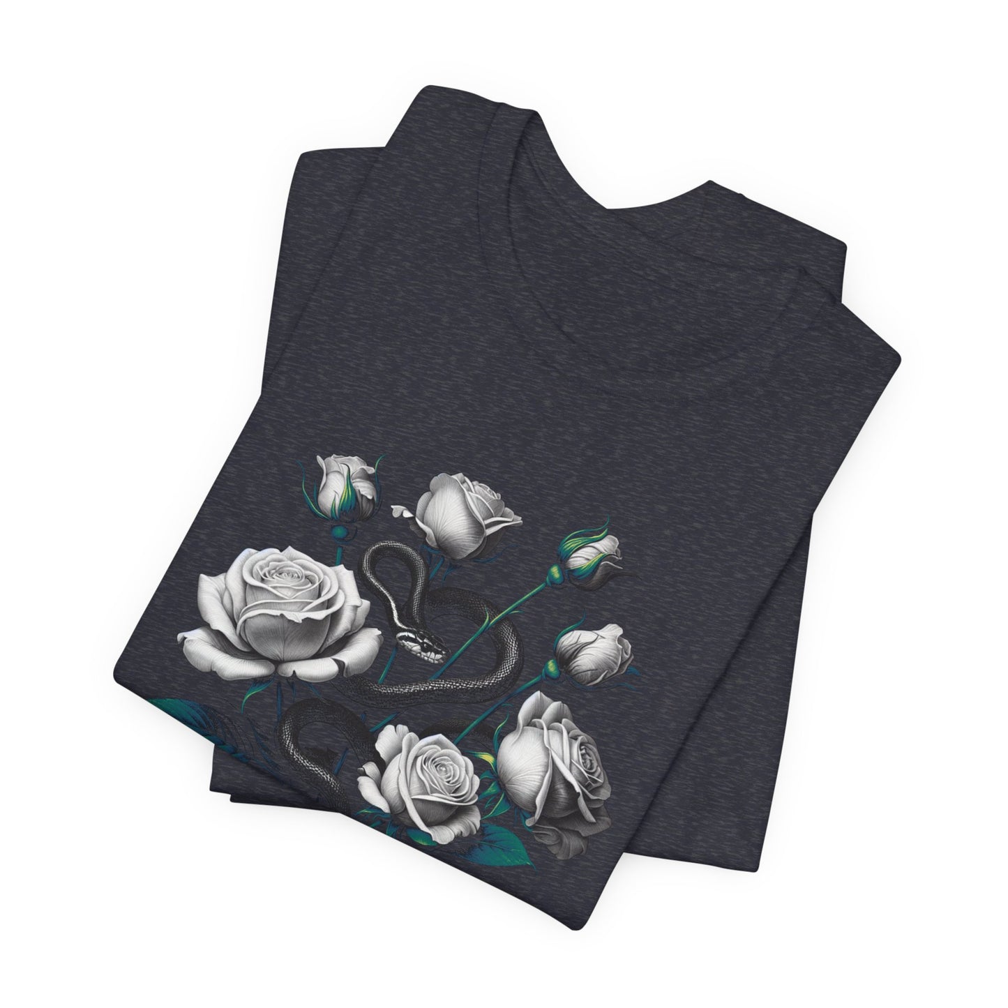 Rose and Snake Graphic Tee – Gothic Floral Vintage Shirt