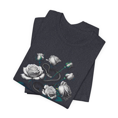Rose and Snake Graphic Tee – Gothic Floral Vintage Shirt