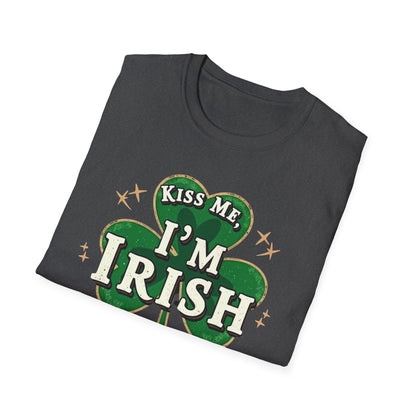 Kiss Me I’m Irish Shamrock T-Shirt — Funny St. Patrick’s Day Tee (“I think, like maybe 1/8th”)