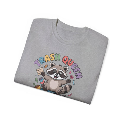 Trash Queen T‑Shirt — Cute Raccoon Recycling Humor Tee