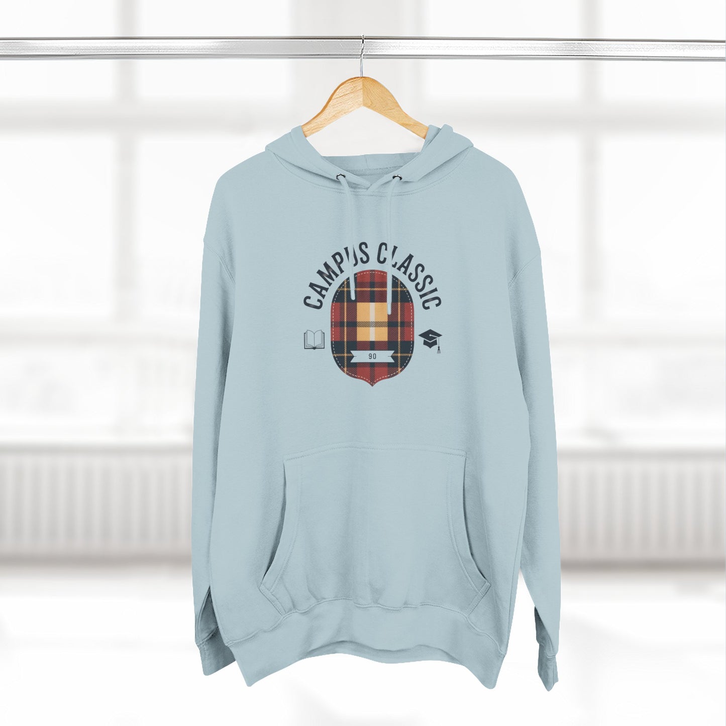 Campfire Classic Plaid Hoodie — Vintage Camping Fleece Pullover