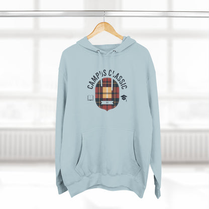 Campfire Classic Plaid Hoodie — Vintage Camping Fleece Pullover