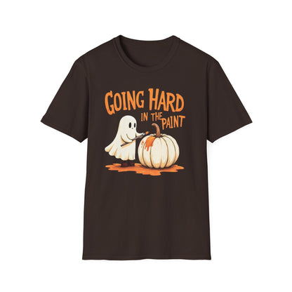 Halloween Ghost painting, T-Shirt, Fun Halloween Shirt, Unisex Softstyle Tee, Autumn Apparel, Pumpkin Design Tee