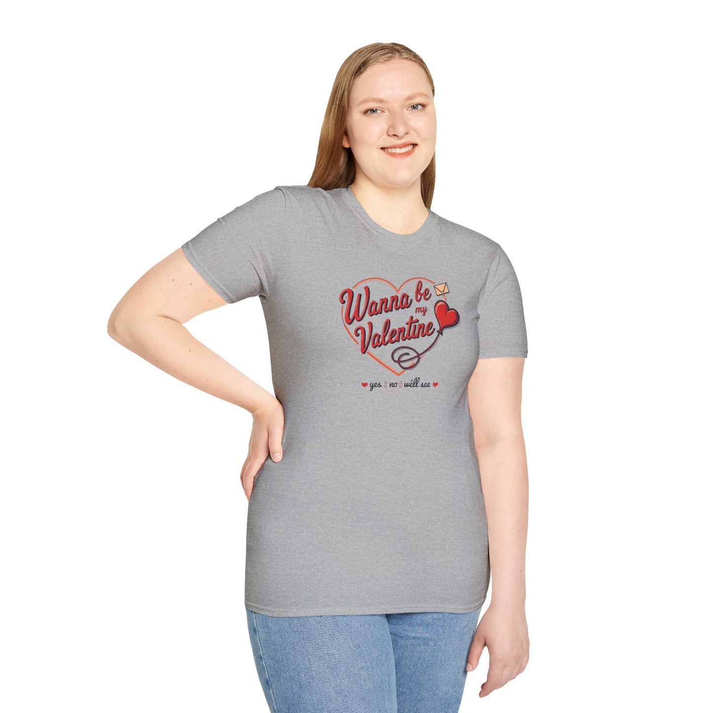 Valentine "Wanna Be My Valentine" T-Shirt - Cute Heart & Love Letter Tee