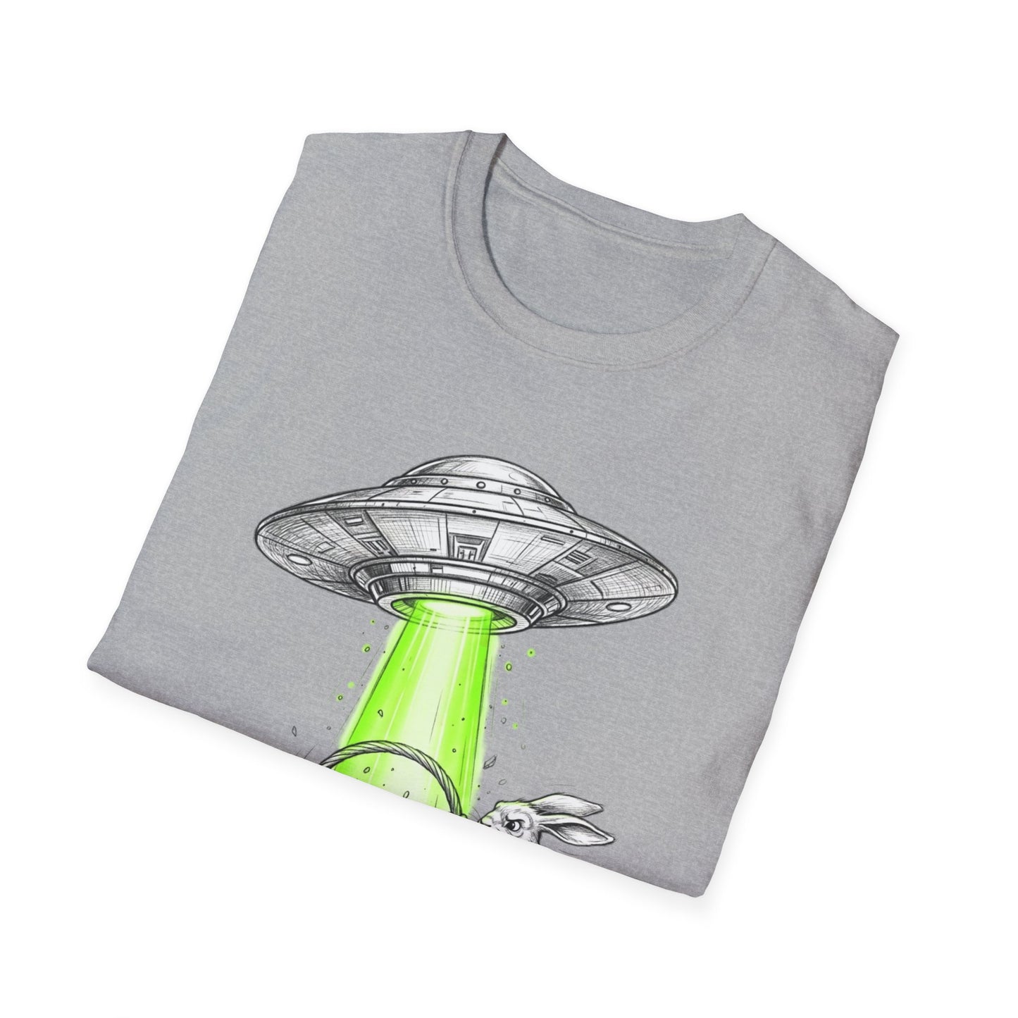 Alien Abduction Easter Bunny T-Shirt — UFO Beaming Candy Design