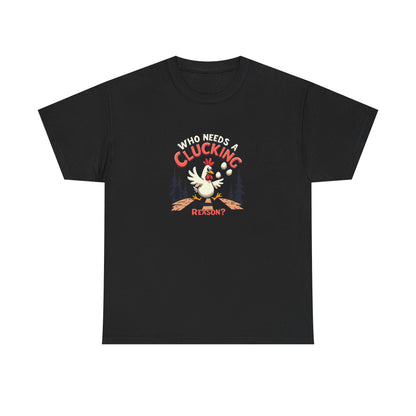 Funny Chicken Crossing Road, Themed Unisex Heavy Cotton Tee - "Who Needs a Clucking Reason?" - Psychonaut Swag