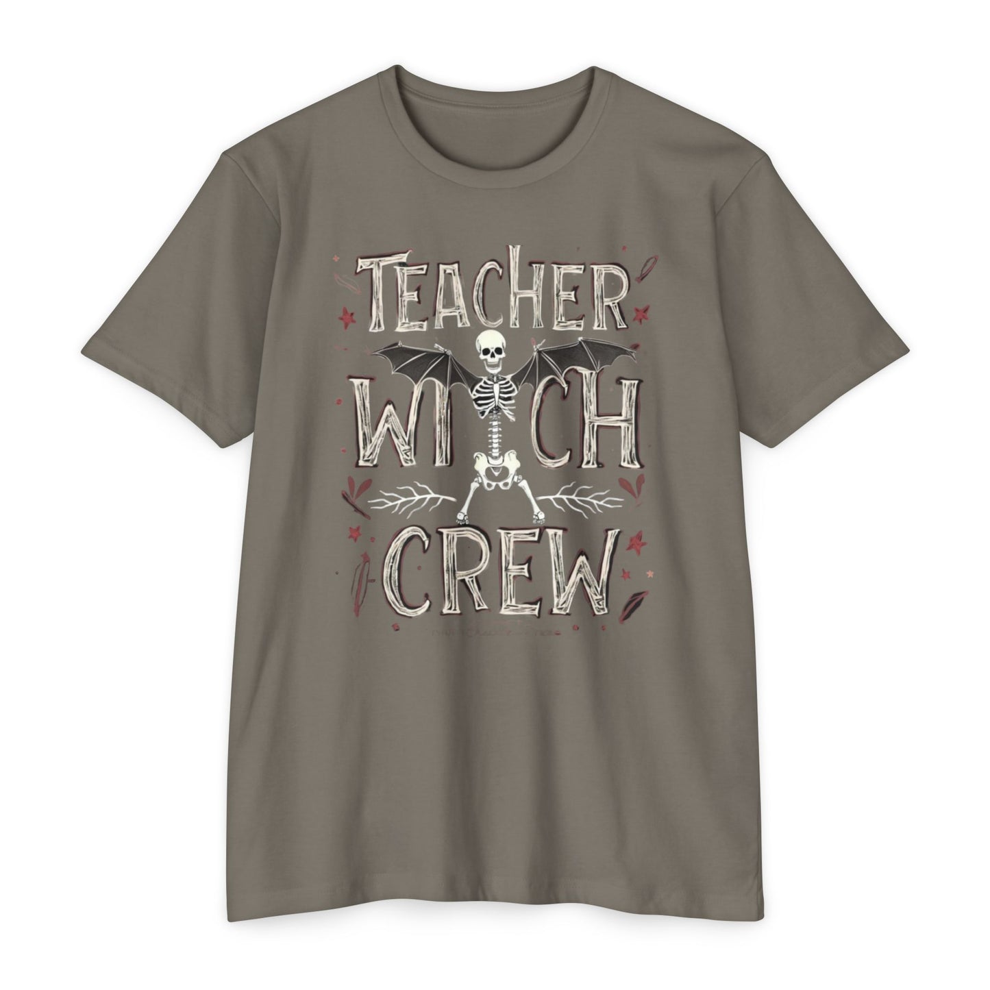 Teacher Witch Crew T-Shirt — Halloween Skeleton Teacher Tee