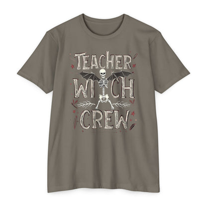 Teacher Witch Crew T-Shirt — Halloween Skeleton Teacher Tee