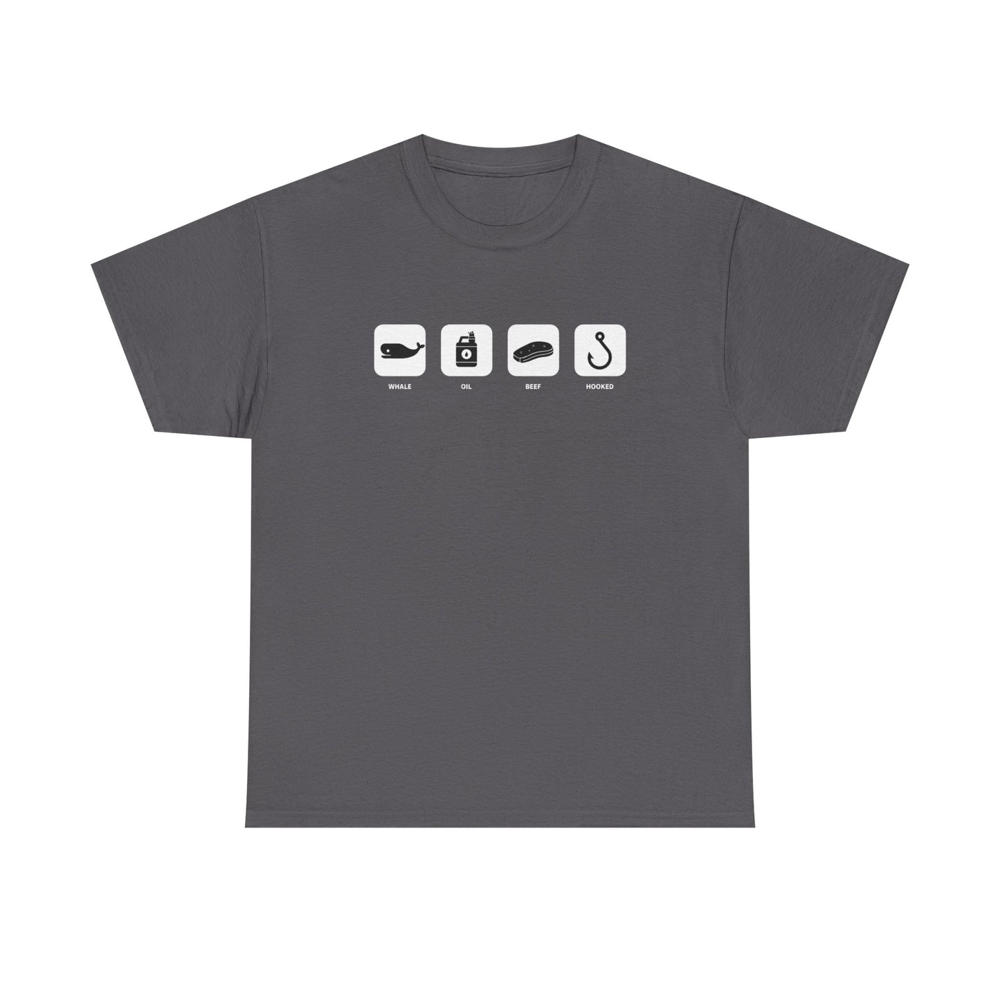 Fishing Essentials Icons T‑Shirt — Rod, Lure, Bait & Hook Graphic Tee