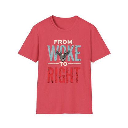 Woke to Right, Graphic Tee - From Woke to Right, Casual Wear, Gift for Friends, Statement T-Shirt, Everyday Fashion, Political Humor - Psychonaut Swag