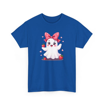 Cute Ghost Strawberry Unisex Tee, Perfect for Halloween, Gift, Casual Wear, Festival Shirt, Summer Vibes, Kawaii Apparel