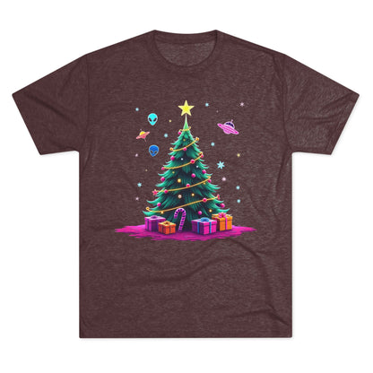 Alien visitors Christmas tree, Unisex Tri-Blend Crew Tee