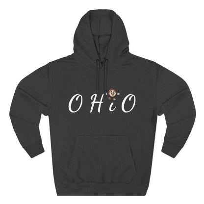 Ohio Script Hoodie with Cute Buckeye Mascot