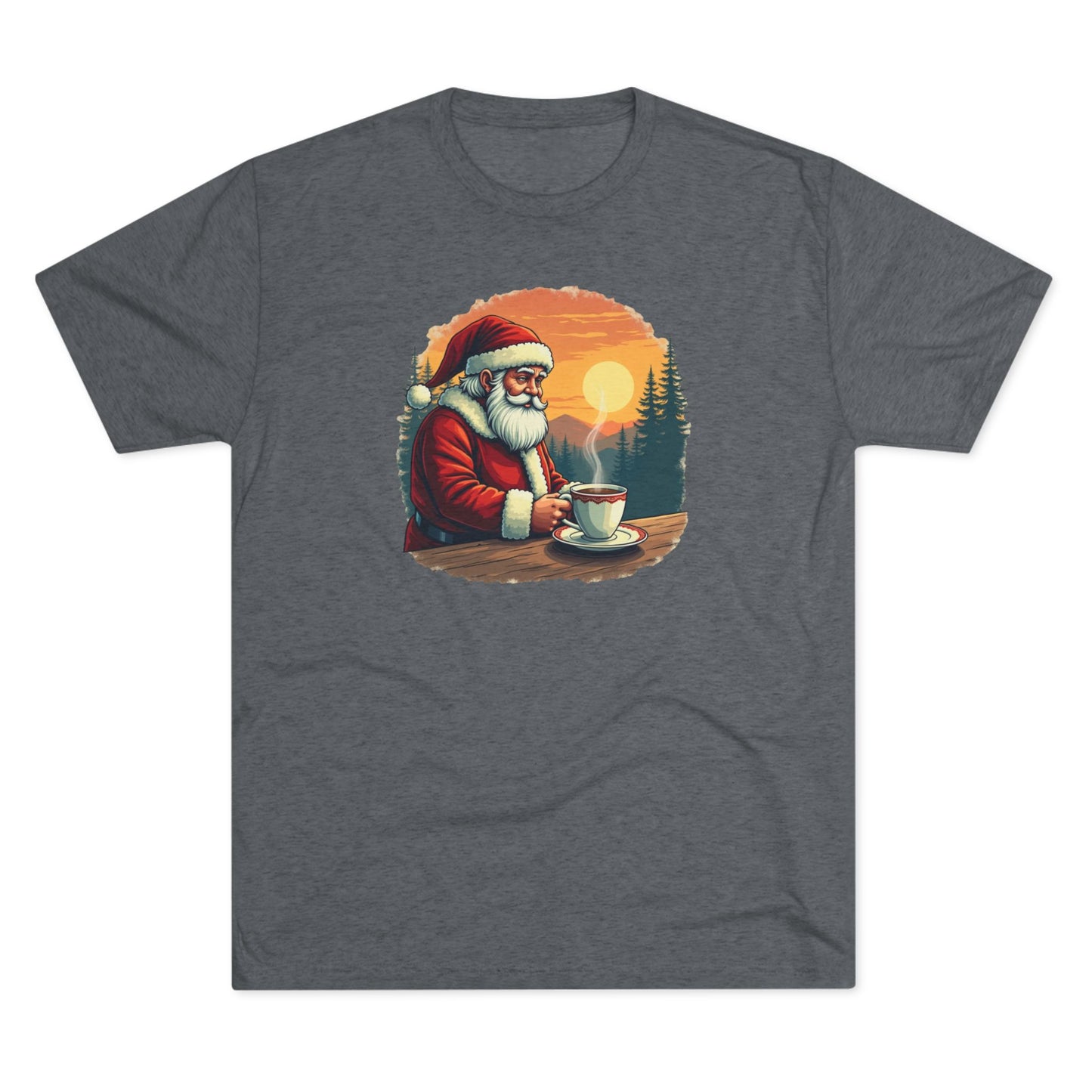 Santa Coffee Tee — Vintage Holiday Santa Drinking Coffee T-Shirt