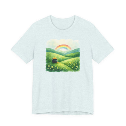 Rainbow with pot of gold, Unisex Jersey Short Sleeve Tee