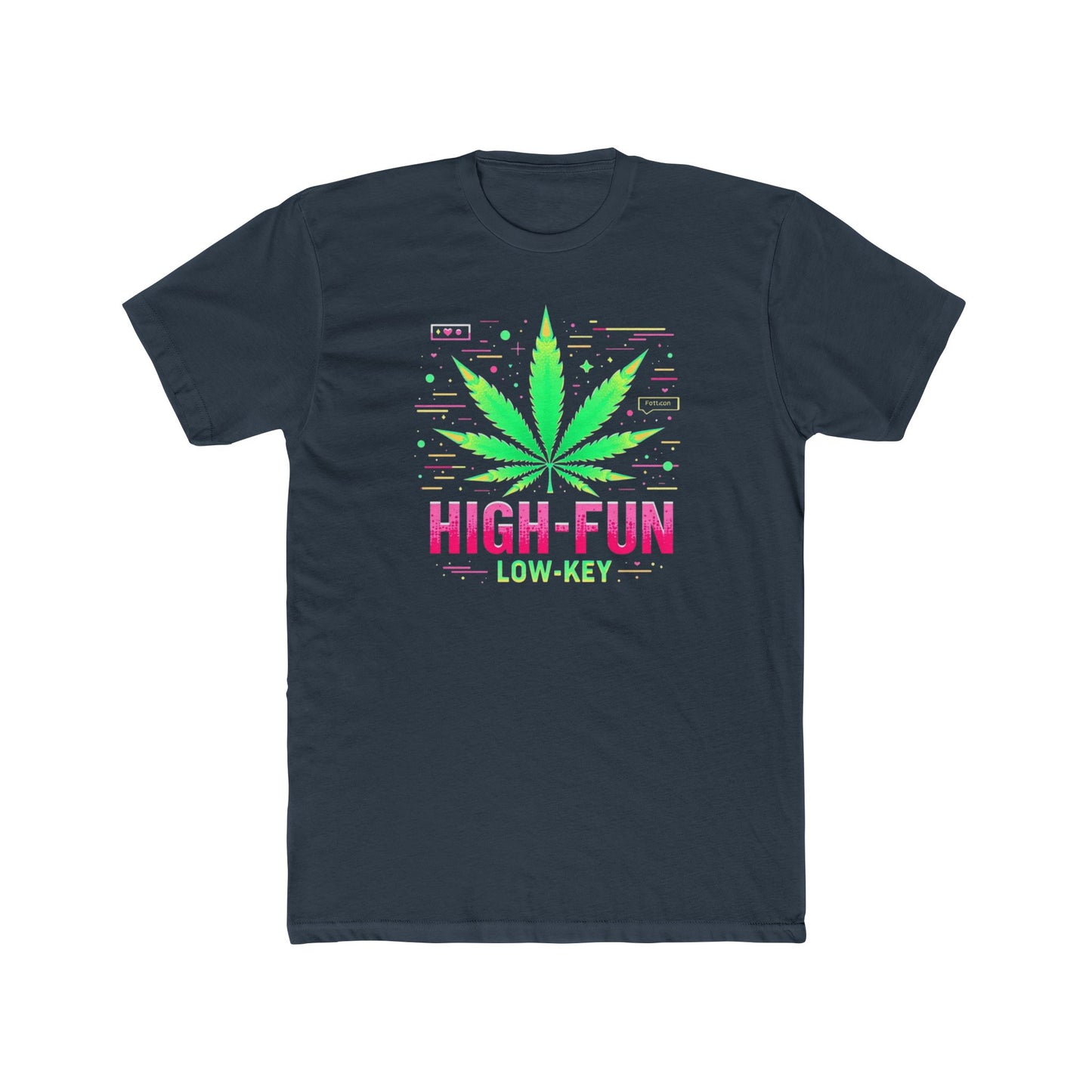 High-Fun Low-Key Cannabis Leaf T‑Shirt — Retro Neon Marijuana Tee