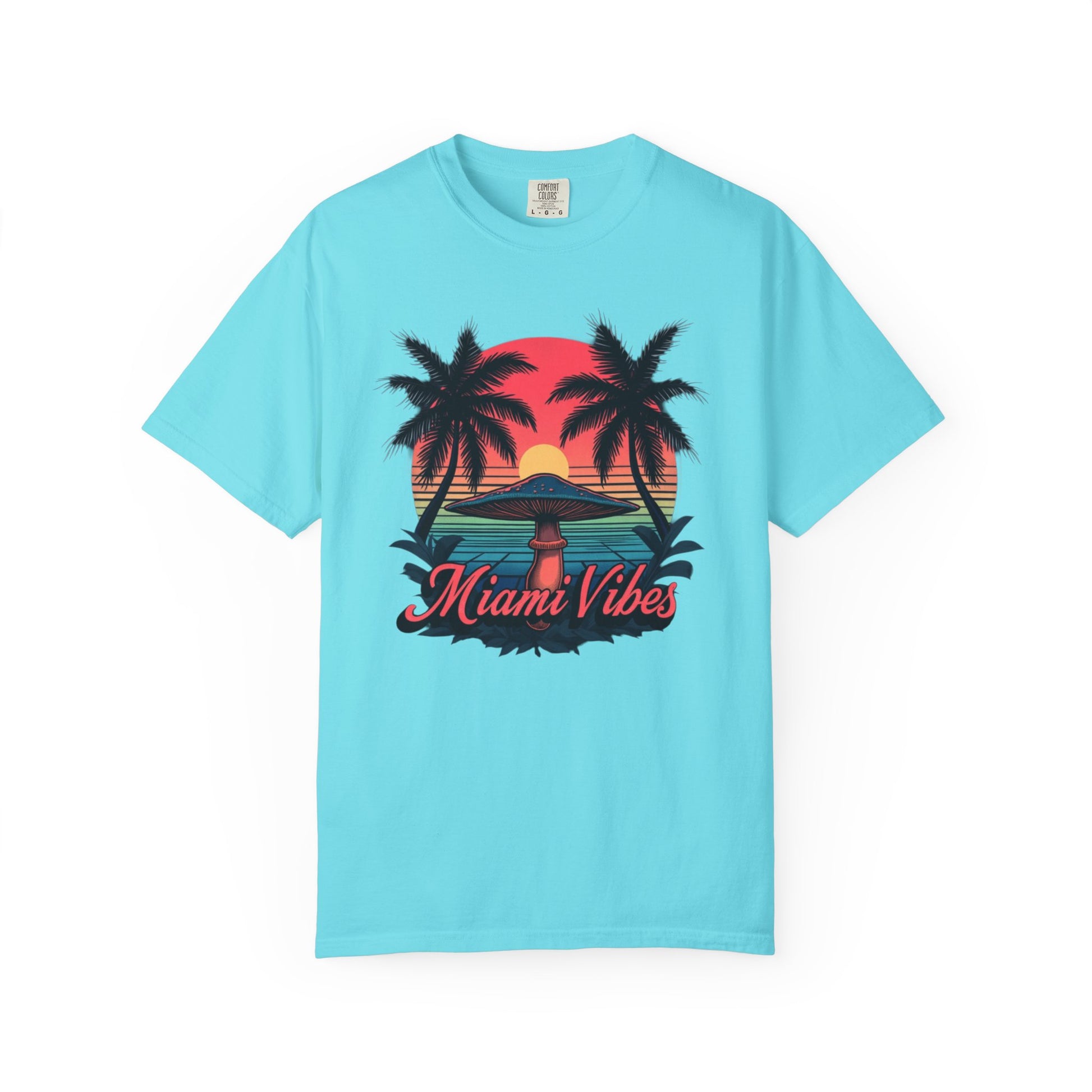 Miami Vibes, T-Shirt with Tropical Vibes Design, Summer Apparel, Beachwear, Gift for Vacation Lovers, Relaxed Style - Psychonaut Swag