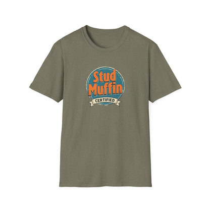 Stud Muffin Unisex Softstyle T-Shirt | Funny Gift for Dads, Birthdays, Father's Day, Casual Wear, Graphic Tee - Psychonaut Swag