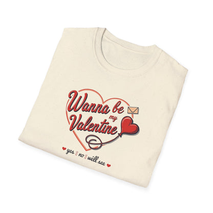 Valentine "Wanna Be My Valentine" T-Shirt - Cute Heart & Love Letter Tee