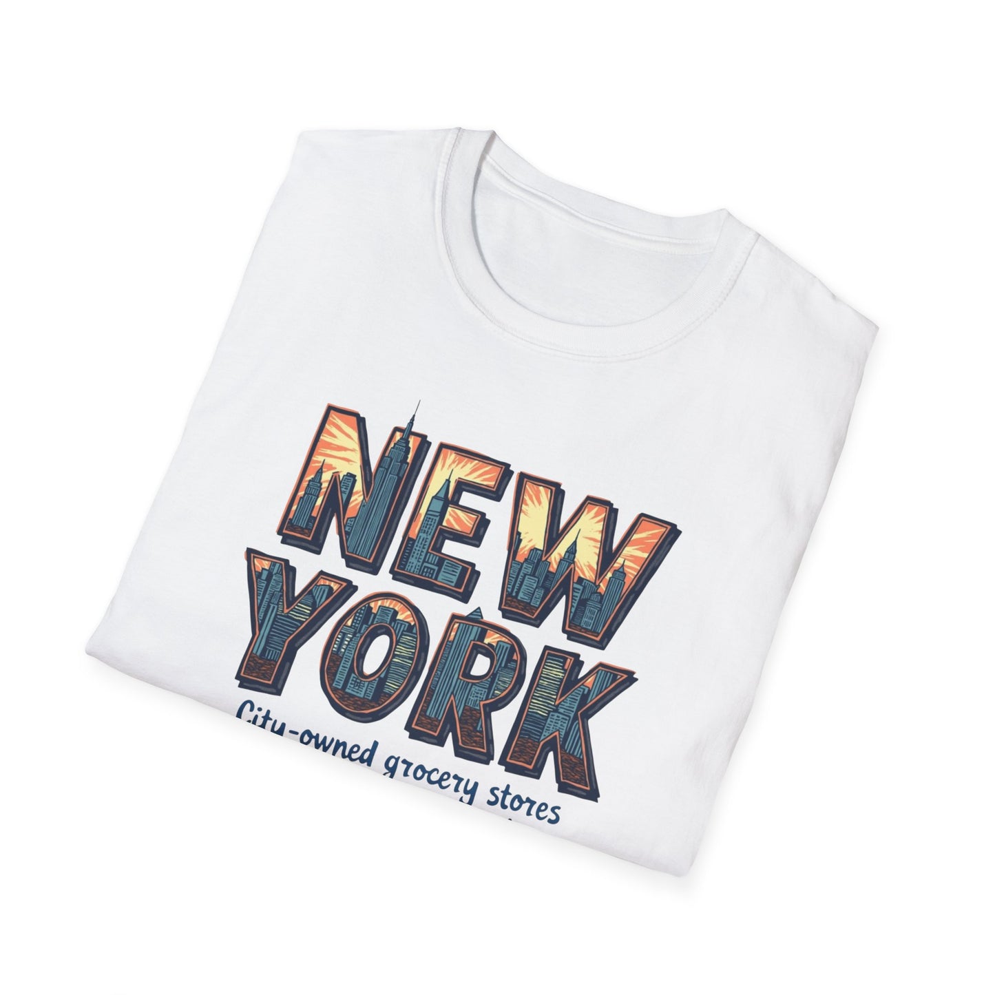 New York Vintage Cityscape T-Shirt — City-Owned Grocery Stores Retro Graphic Tee