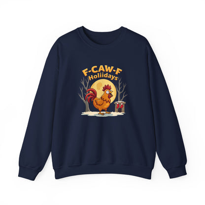 Rooster F-Caw-f Holiday sweater, Unisex Heavy Blend™ Crewneck Sweatshirt