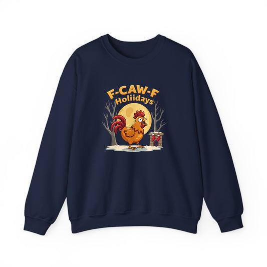 Rooster F-Caw-f Holiday sweater, Unisex Heavy Blend™ Crewneck Sweatshirt