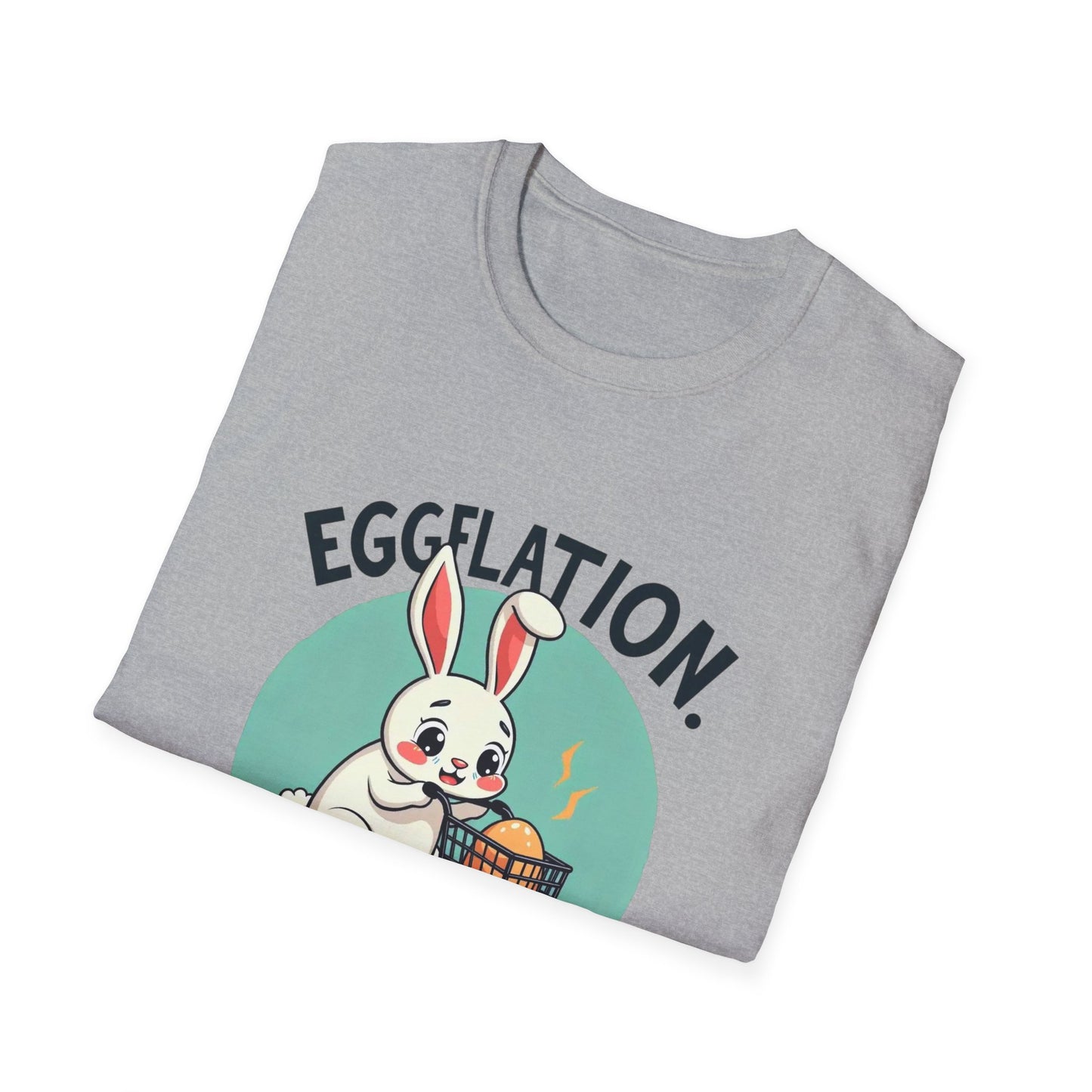 Easter Bunny 'Eggflation' T-Shirt – Cute Bunny with Egg Basket Graphic