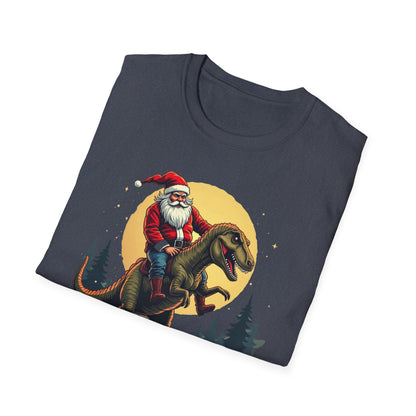 Santa Riding T-Rex T-Shirt — Funny Christmas Dino Tee