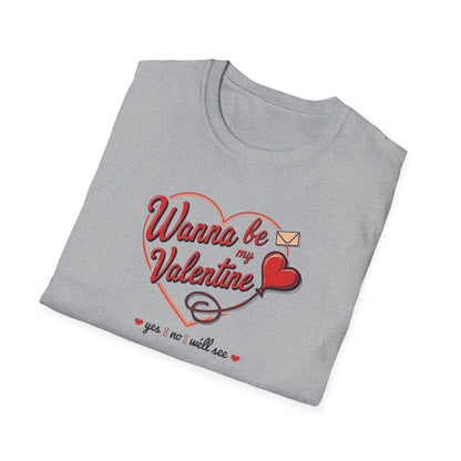 Valentine "Wanna Be My Valentine" T-Shirt - Cute Heart & Love Letter Tee