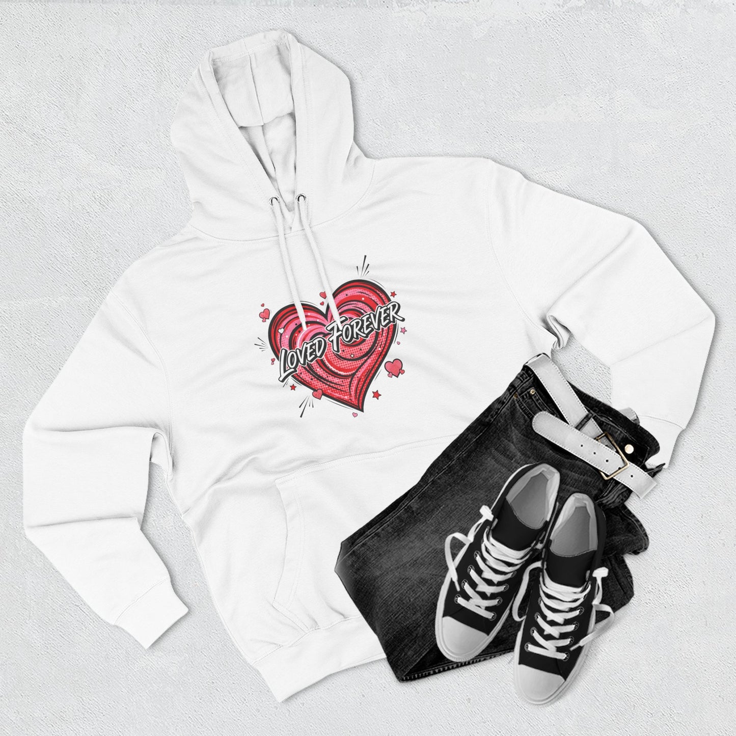 Love Forever Heart Hoodie — Vintage Tattoo Style Valentine's Sweatshirt
