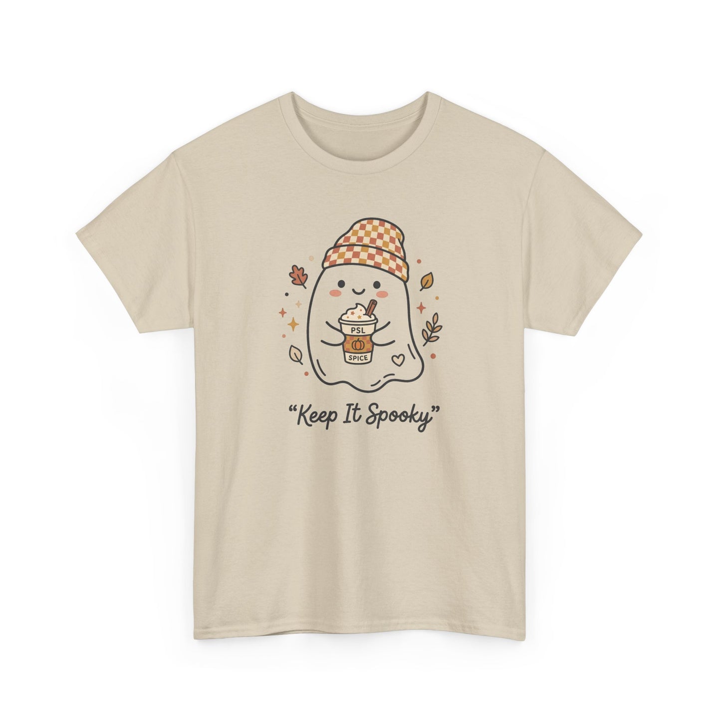 Keep It Spooky Ghost Tee — Cute Fall Halloween Shirt with Pumpkin Latte