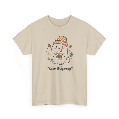 Keep It Spooky Ghost Tee — Cute Fall Halloween Shirt with Pumpkin Latte