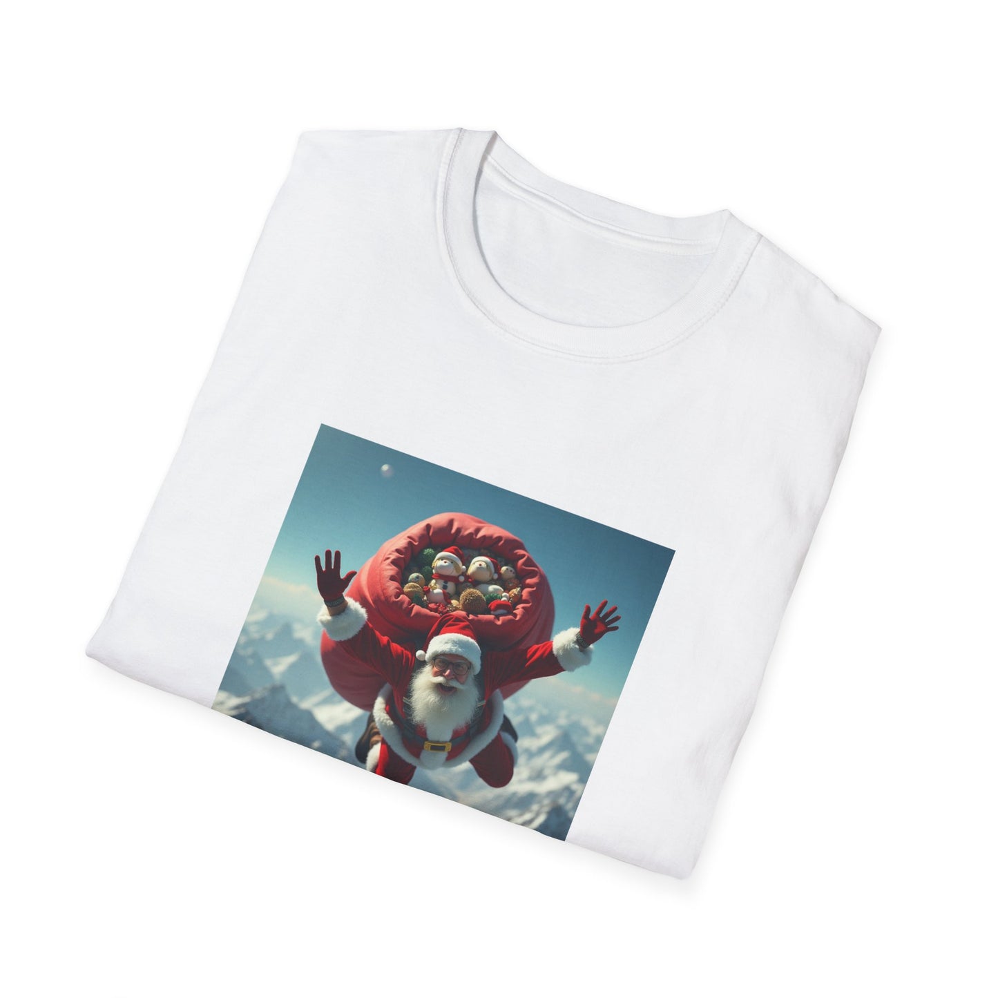 Skydiving Santa, Unisex Softstyle T-Shirt