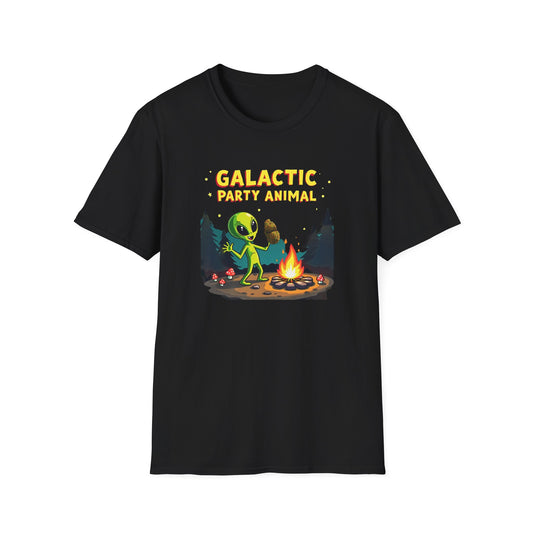 Galactic Party Animal T-Shirt - Unisex Softstyle Tee for Fun Gatherings - Psychonaut Swag