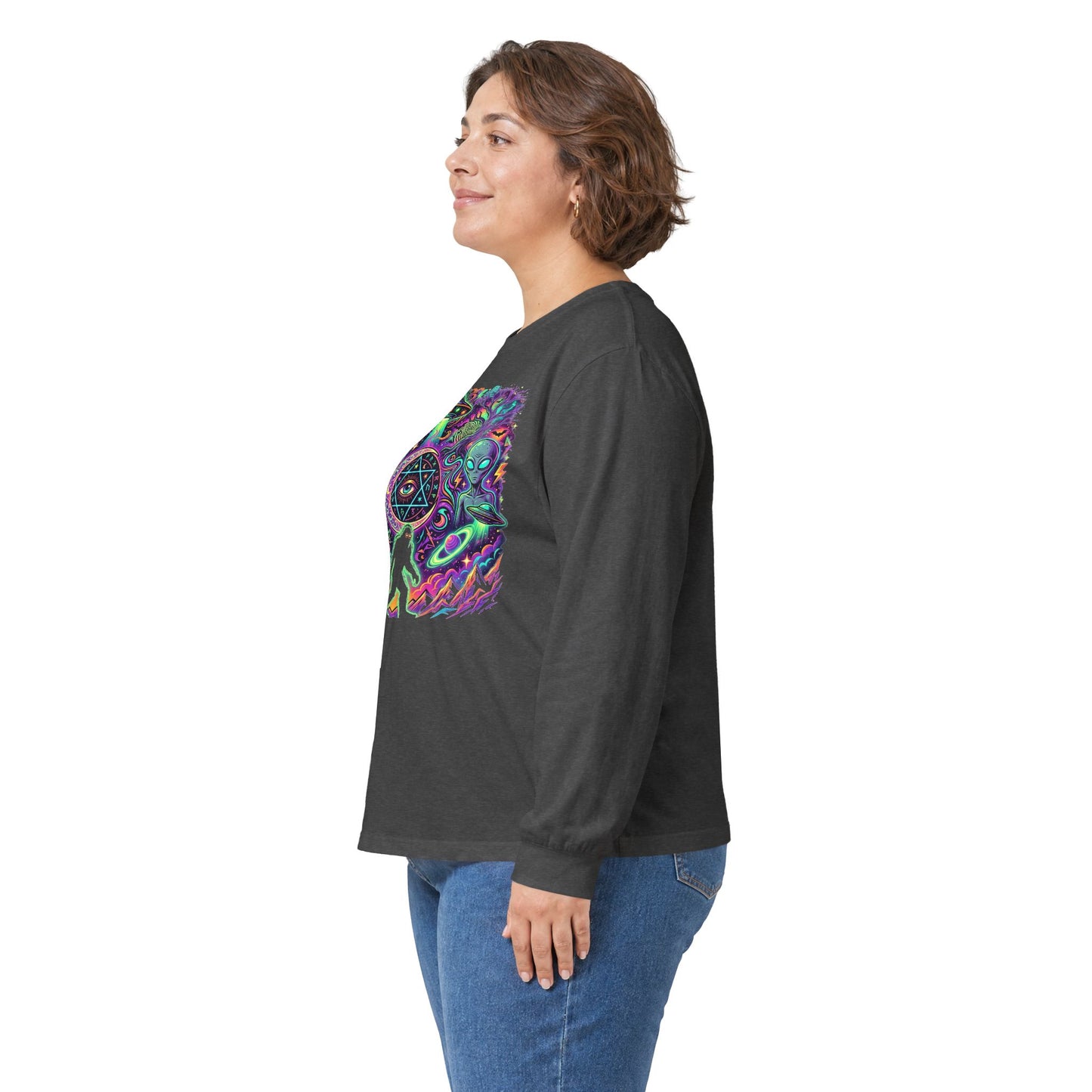 Psychedelic Alien Abduction Halloween Long Sleeve Tee
