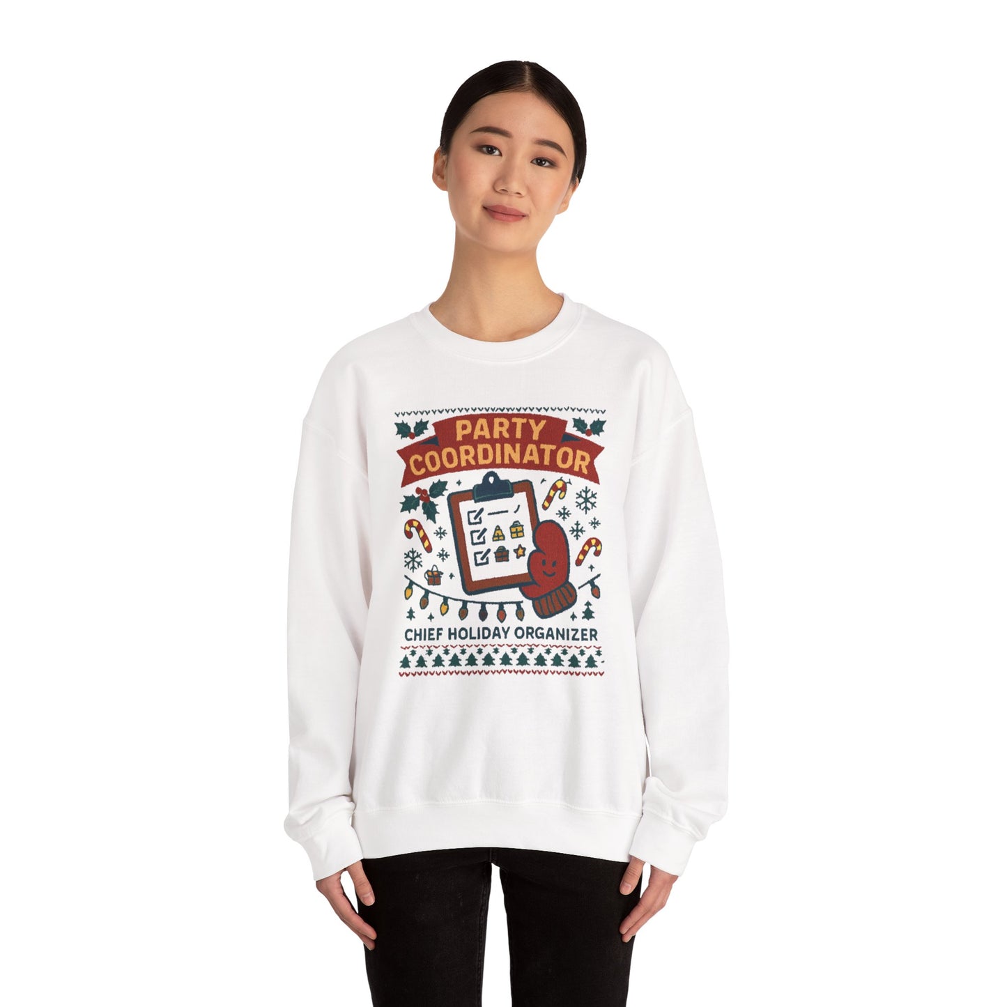 Holiday Party Coordinator Sweatshirt — “Chief Holiday Organizer” Christmas Crewneck