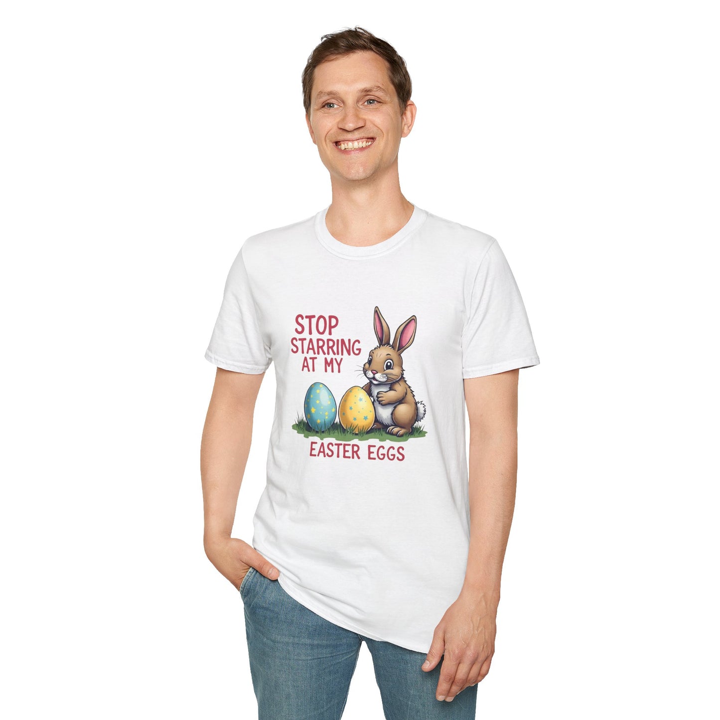 Easter Bunny T-Shirt – "Stop Starring at My Easter Eggs" Cute Holiday Tee