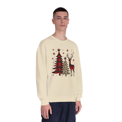 Christmas Buffalo Plaid Trees & Reindeer Crewneck Sweatshirt