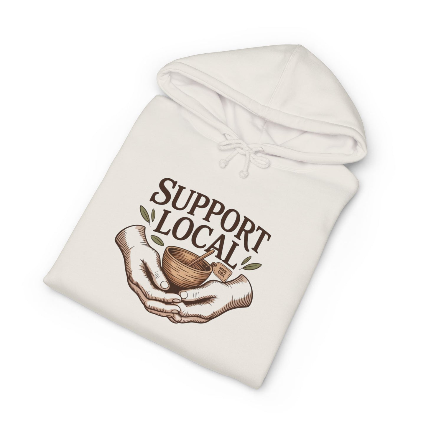 Support Local Hoodie — Vintage Hands & Heart Graphic Hooded Sweatshirt
