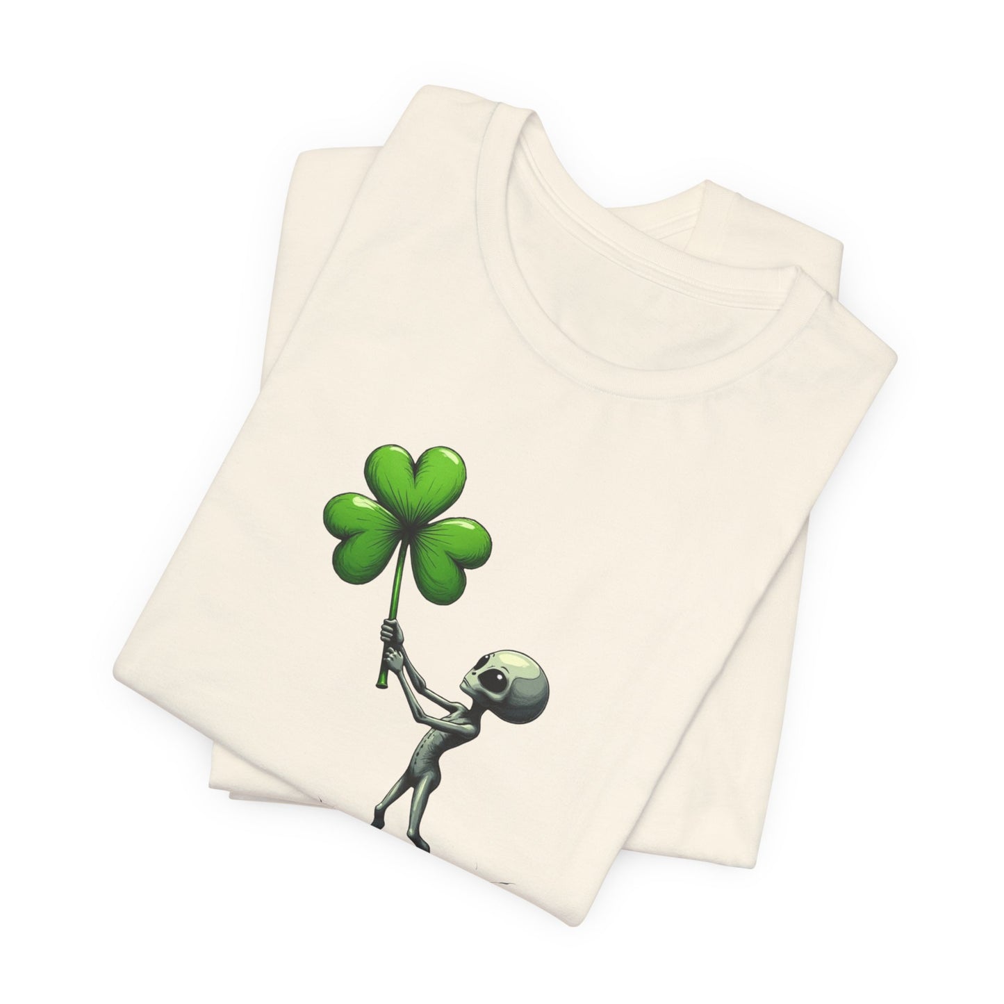 Alien Holding Clover T-Shirt — Cute St. Patrick’s Day Graphic Tee