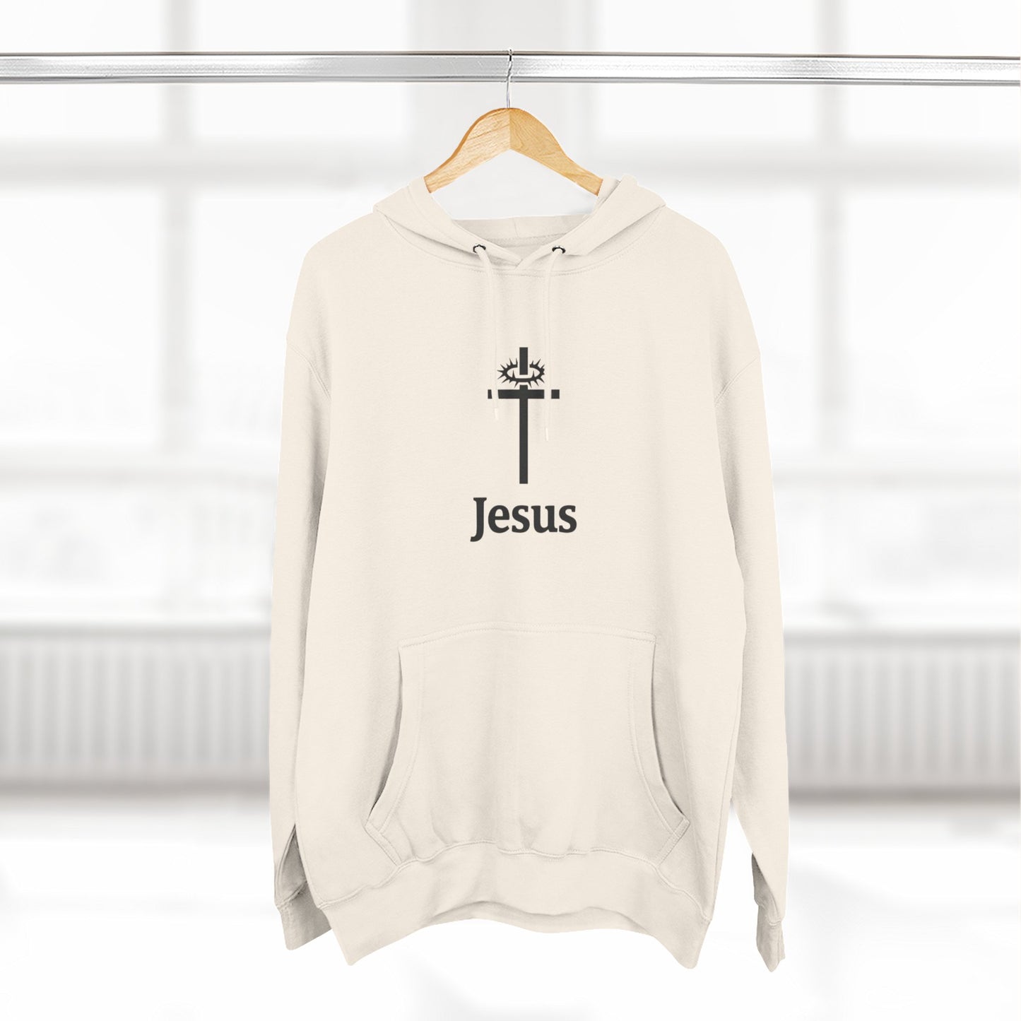 Jesus Cross Minimalist Hoodie — Faith Graphic Fleece Pullover