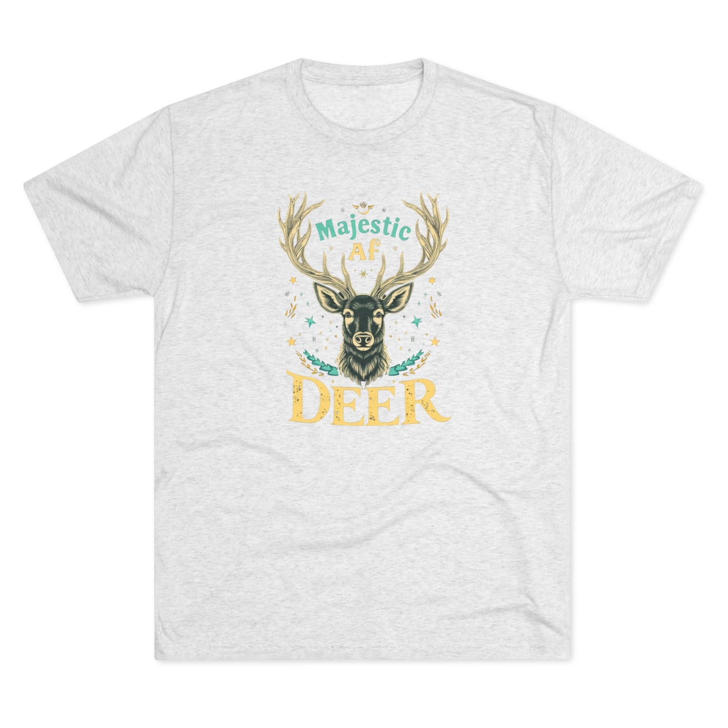 Majestic AF Deer Tee - Unisex Tri-Blend Crew Tee, Perfect for Nature Lovers, Gifts for Hunters, Casual Wear, Wildlife Enthusiasts
