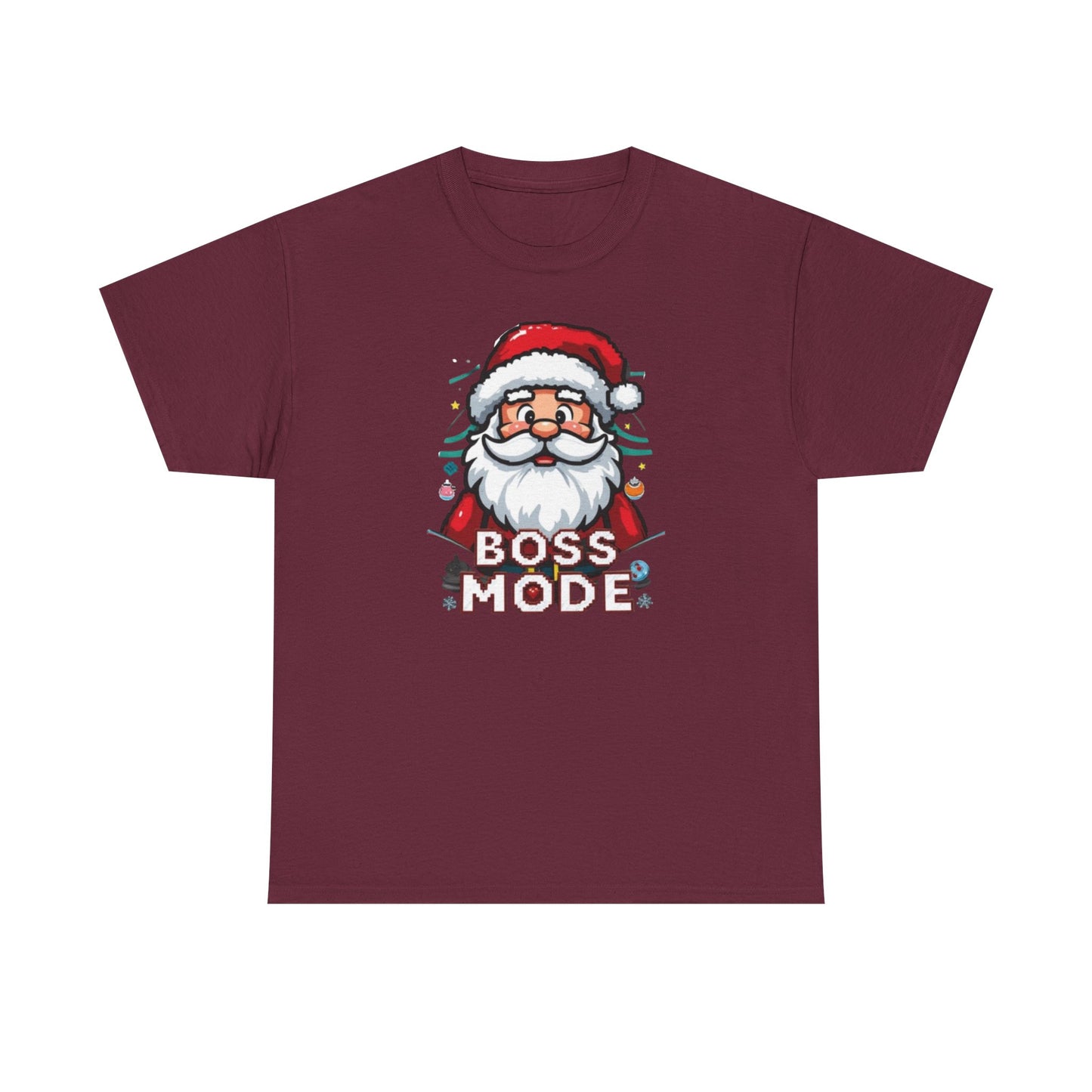 Boss Mode Santa T-Shirt — Funny Christmas Tee with 'Boss Mode' Santa Design